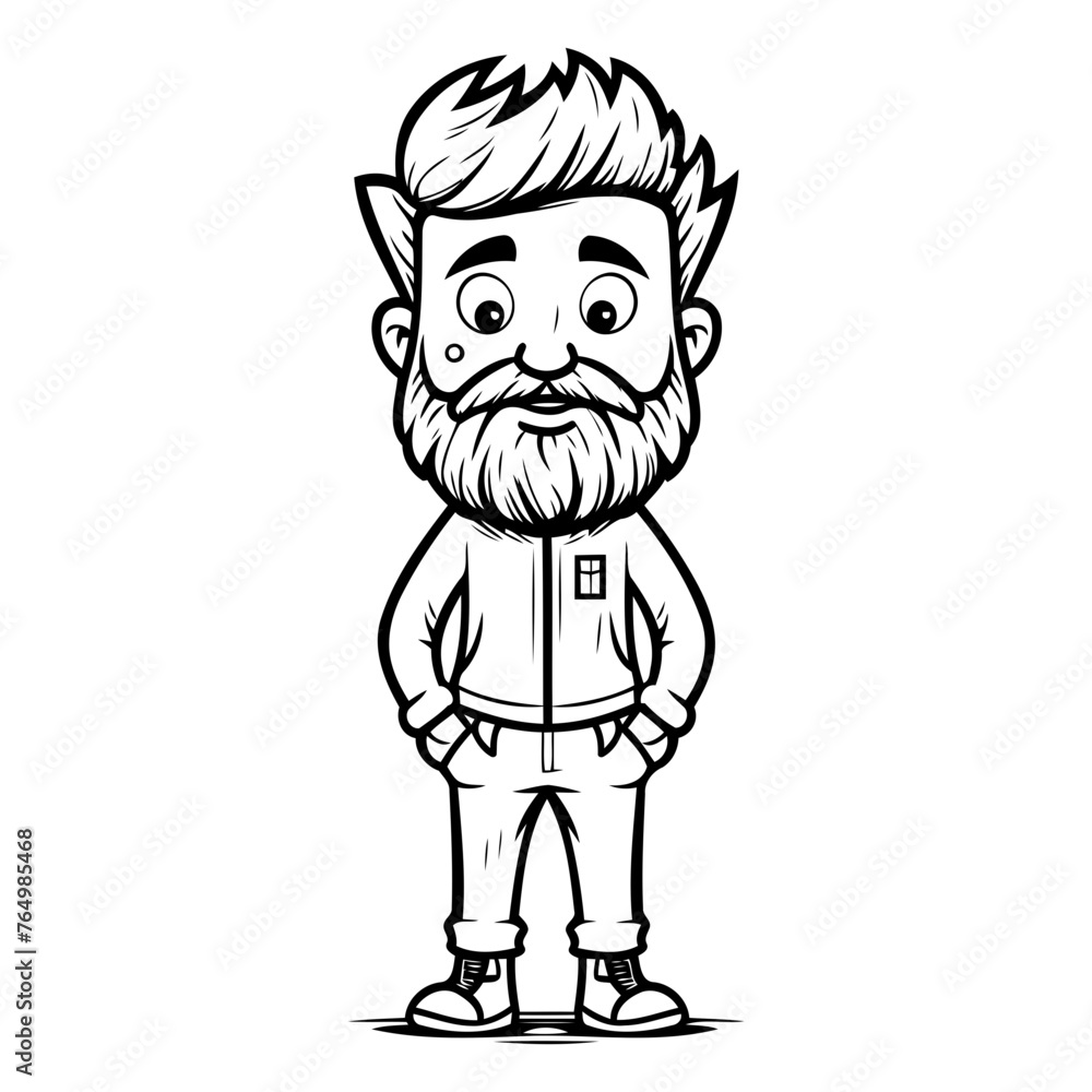 Hipster Man Cartoon Mascot of Hipster Character