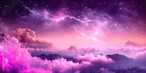 Abstract starlight and pink and purple clouds stardust, blink, background, presentation, star, concept, magazine, powerpoint, website, marketing 4K Video photo