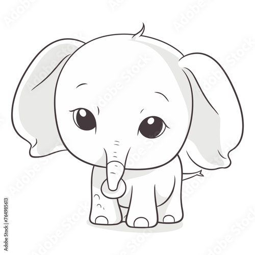 Cute baby elephant isolated on a white background.