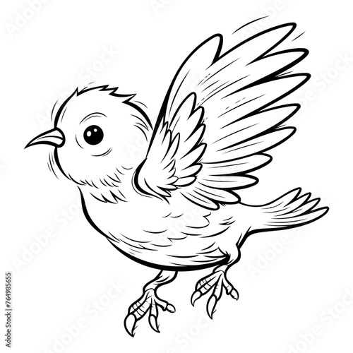 Vector illustration of a cute bird isolated on a white background. Coloring book for children.