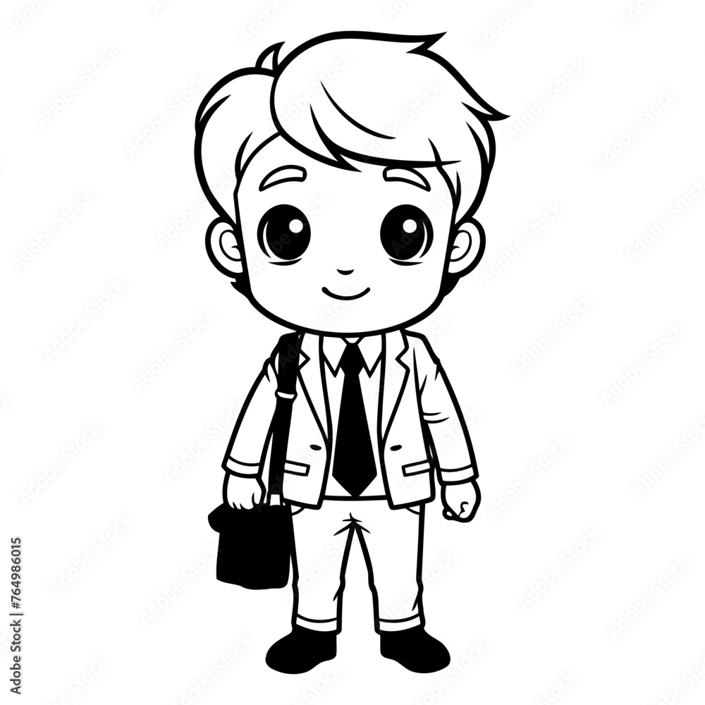 Cute schoolboy cartoon vector illustration isolated on a white background.