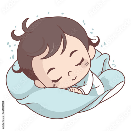 Illustration of a Cute Baby Boy Sleeping in a Blanket