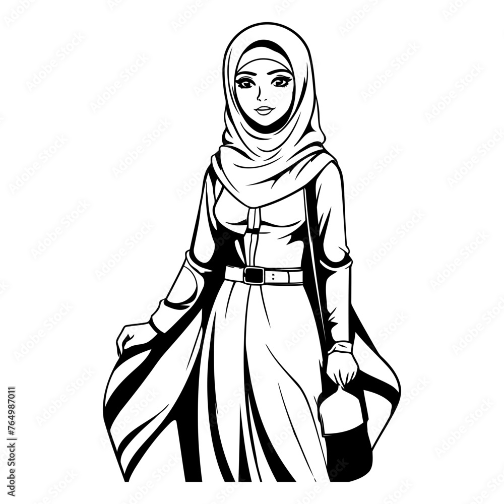 Arabic woman in traditional clothes of muslim woman in hijab