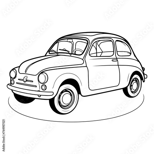 Vintage car on white background. Side view.