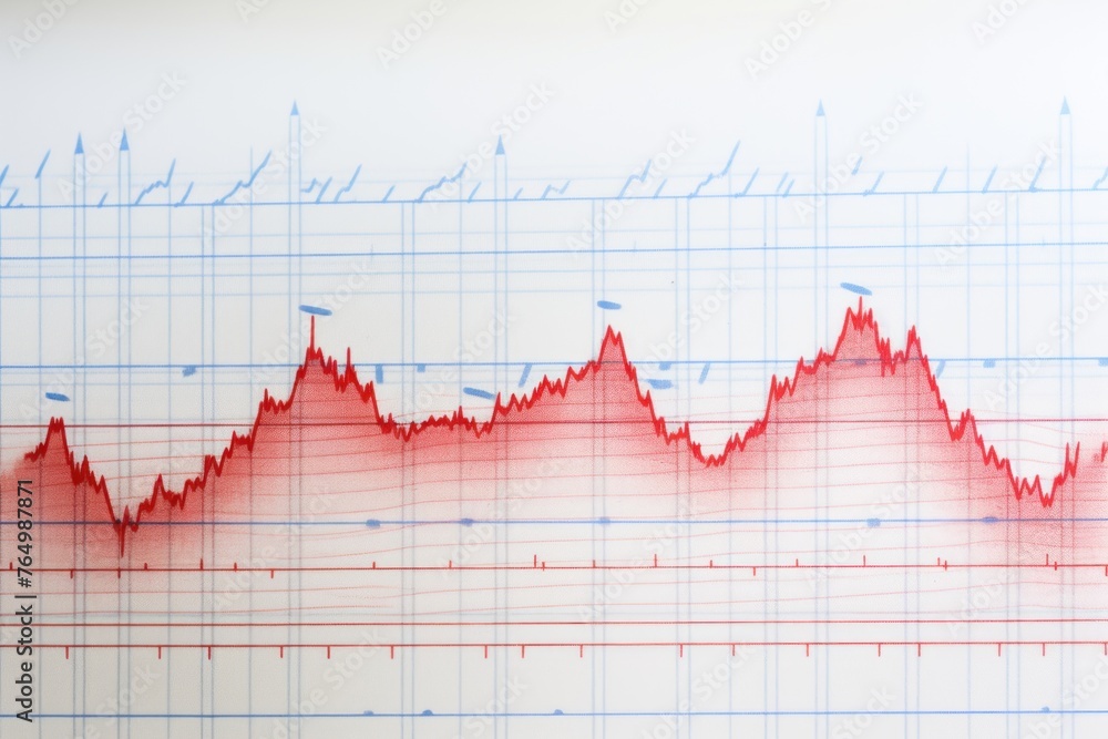 Vivid EKG chart with red heart symbolizing health monitoring Vivid EKG chart with red heart symbolizing health monitoring