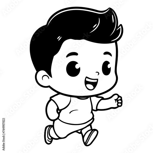 Cute Boy Running - Colorful Cartoon Vector Illustrationï»¿