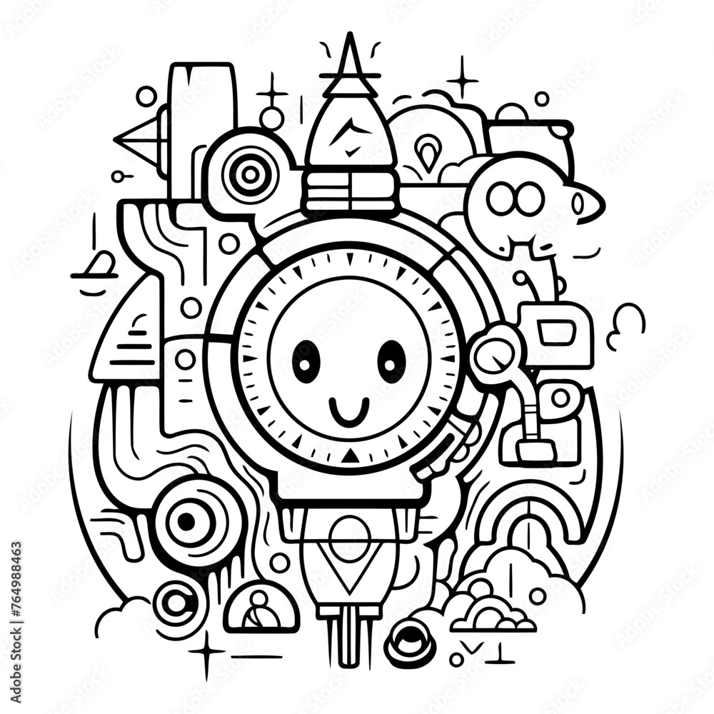 Vector illustration of cute hand drawn watch. doodle style.