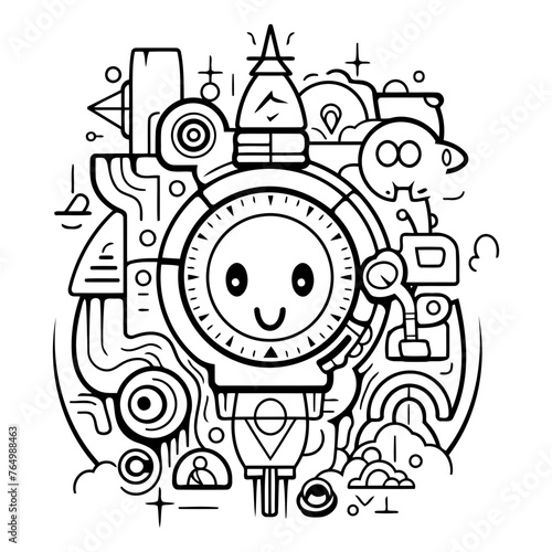 Vector illustration of cute hand drawn watch. doodle style.