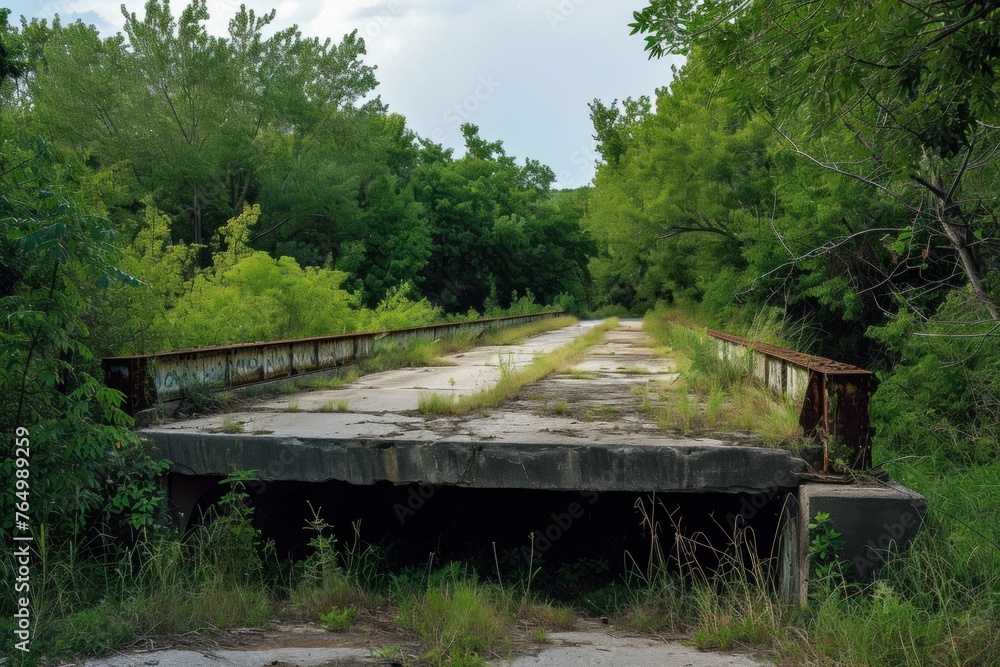Dilapidated Abandoned city road bridge. Street design. Generate Ai Dilapidated Abandoned city road bridge. Street design. Generate Ai