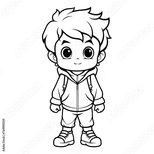 Vector illustration of Cute Little Boy Cartoon Character for Coloring Book