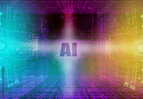 Futuristischer Augmented Reallity AI Hintergrund - Technologie verbindet alle Bereiche - Schaltkreise und Signale - Deep Learning