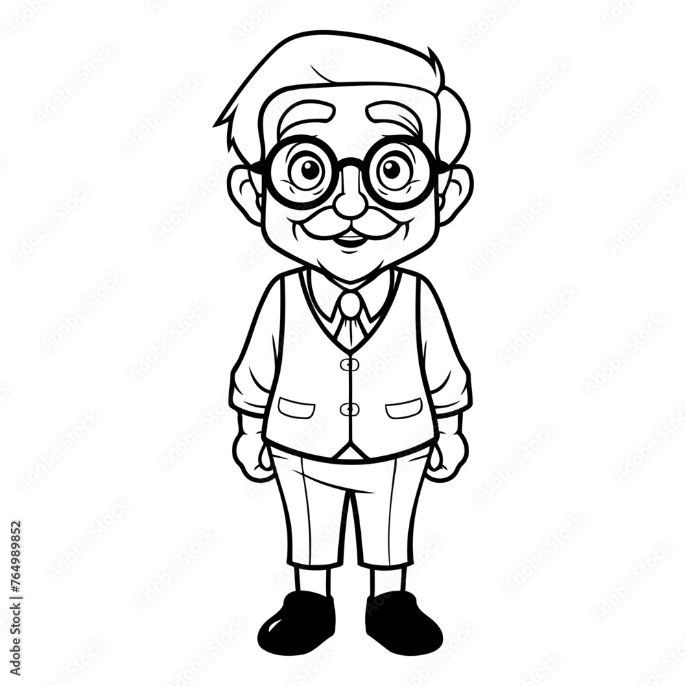 cute grandfather cartoon on white background graphic design.