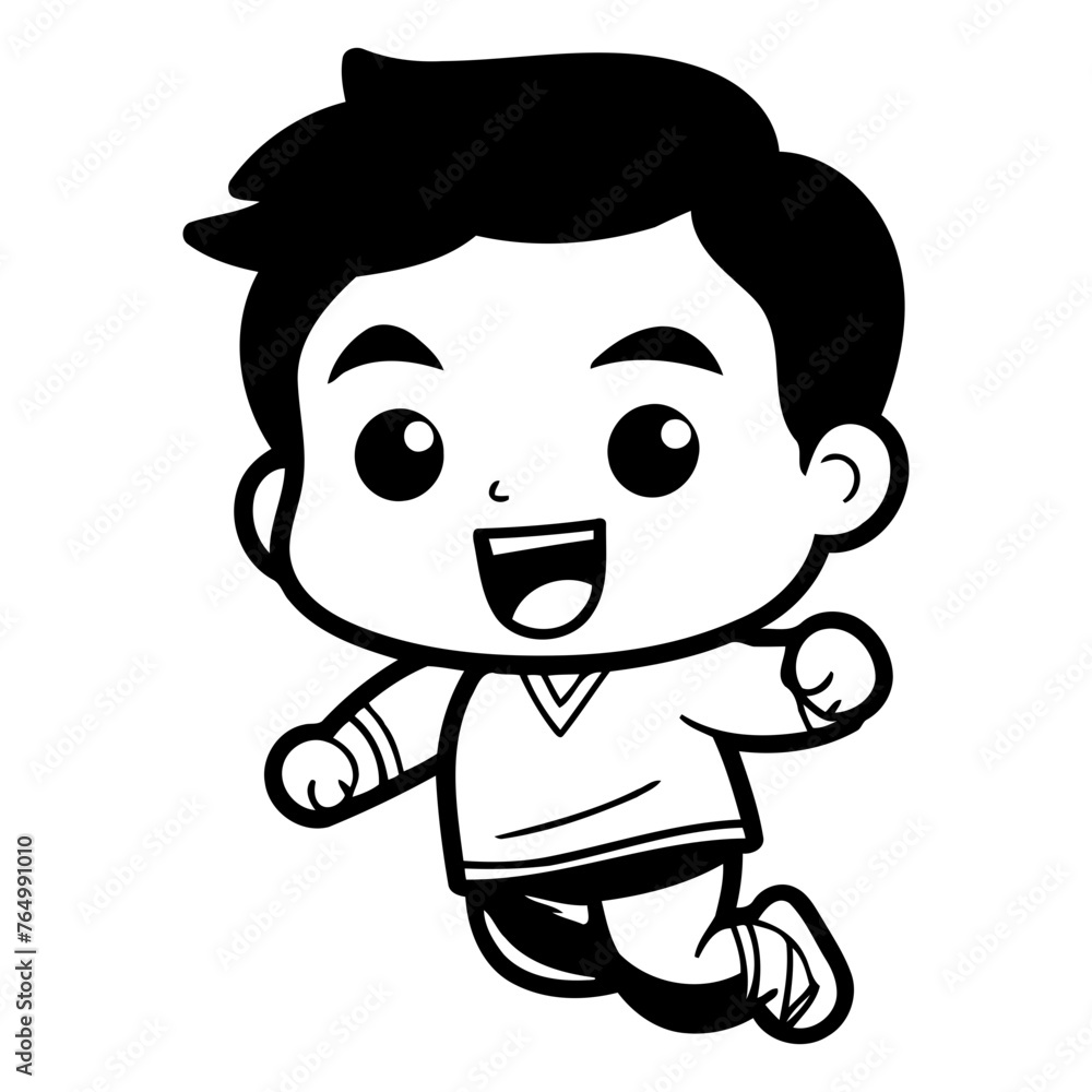 Cute Boy Running - Cartoon Vector Illustrationï»¿