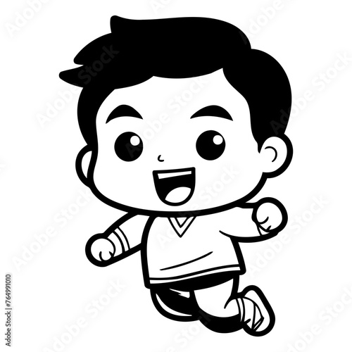 Cute Boy Running - Cartoon Vector Illustration      