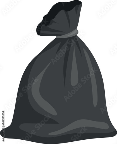 Black trash bag icon. Recycle waste symbol