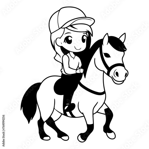 Cute girl riding a horse of a girl riding a horse.