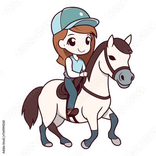 Cute girl riding a horse of a girl riding a horse.