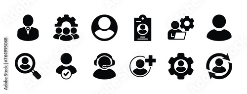 People icon set. Containing staff, employee, manager, leadership, Id card, worker, customer service, human resource, agent, guide, user, profile, recruiting or hiring person. vector illustration