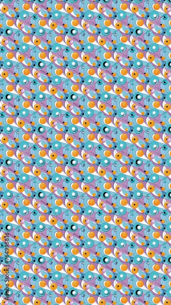 Colorful seamless pattern with circles and waves on a purple background. Loop Background Animation Colorful seamless pattern with circles and waves on a purple background. Loop Background Animation