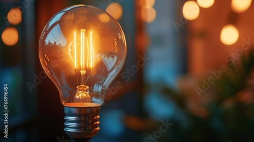 Lightbulb: A close-up of a glowing LED lightbulb
