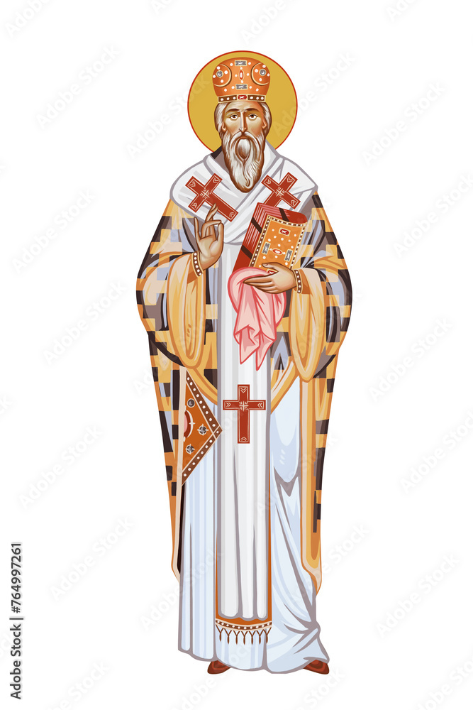 Basil of Ostrog. Illustration in Byzantine style isolated on white background