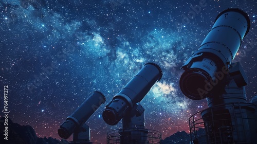 Science: A space observatory with telescopes pointed towards the stars