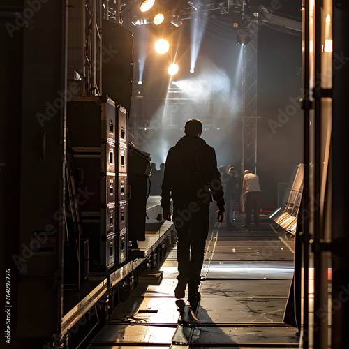 backstage at a music show.