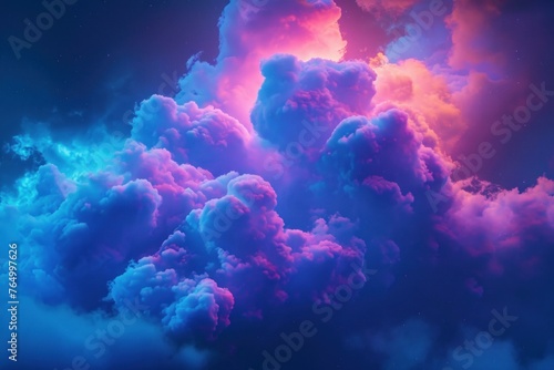 Ethereal Abstract cloud neon paint. Color creative. Generate Ai