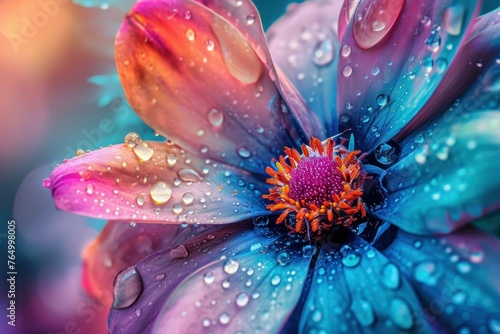 Vivid Colorful paint rose. Color flower hand. Generate Ai © anatolir