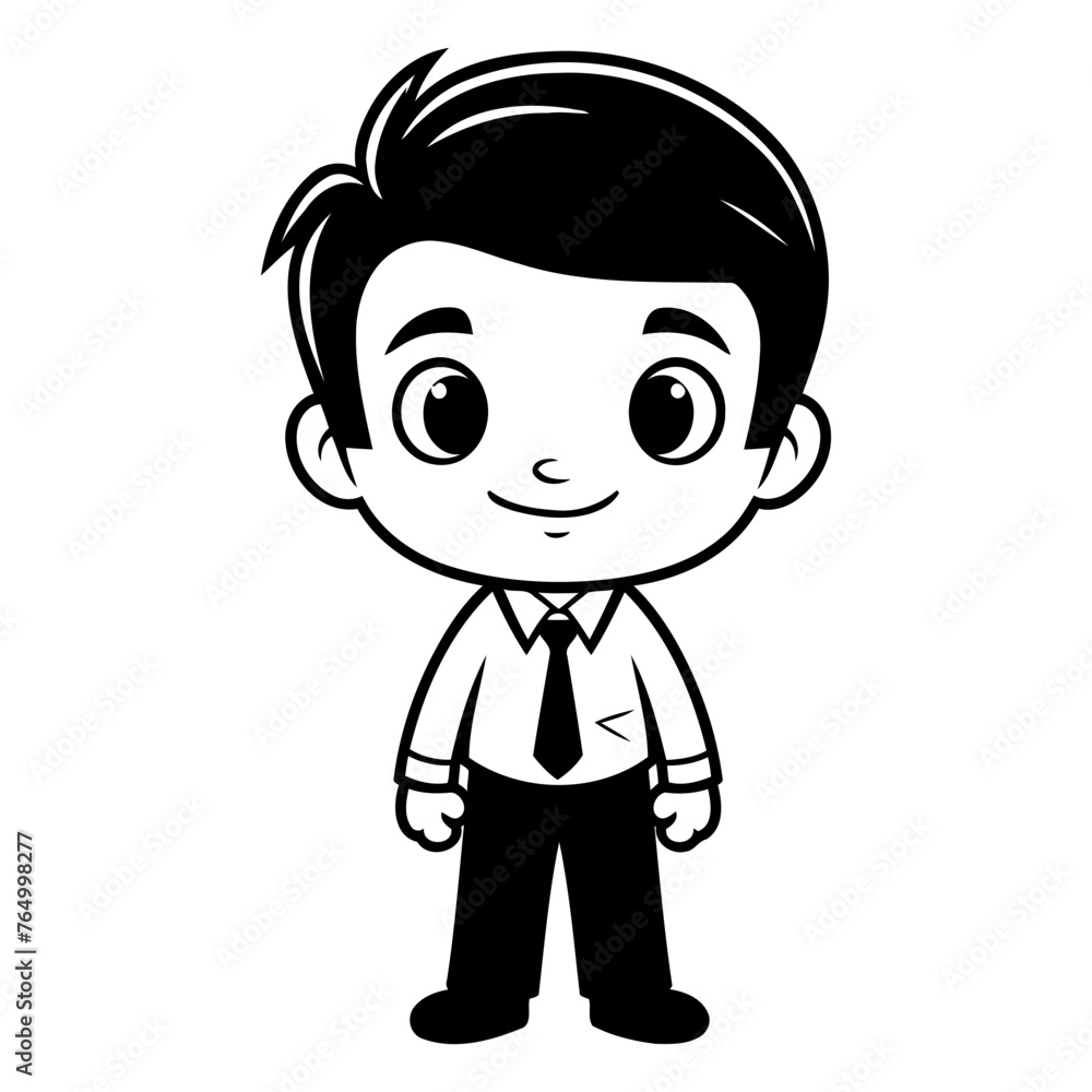 cute little boy with tie and shirt cartoon vector illustration graphic design