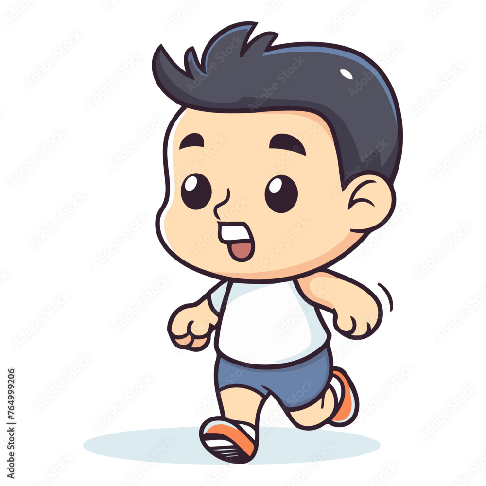 Cute little boy running cartoon character vector illustration. Cute little boy running cartoon character.