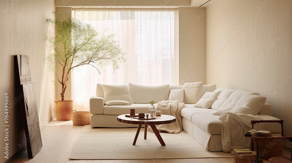 Fototapeta premium Living room interior in White Space. Interior design 