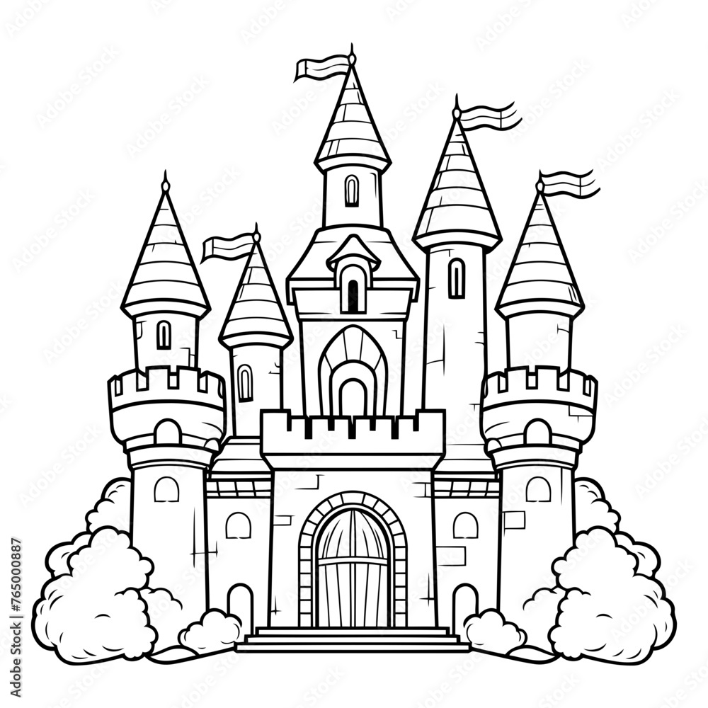 Fairytale castle icon. Outline illustration of fairy castle icon for web design
