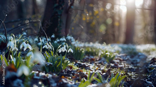 Photo of Snow Drops, February 2020. York County Pennsylvania USA. Beautiful simple AI generated image in 4K, unique. photo