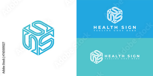 Abstract Modern creative letter S hexagon logo Creative dynamic round logotype in blue color isolated on multiple background colors. Abstract letter S logo applied for medial clinical logo icon design