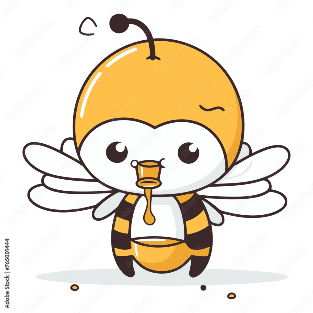 Cute Bee Cartoon Vector Illustration. Cute Honeybee Character