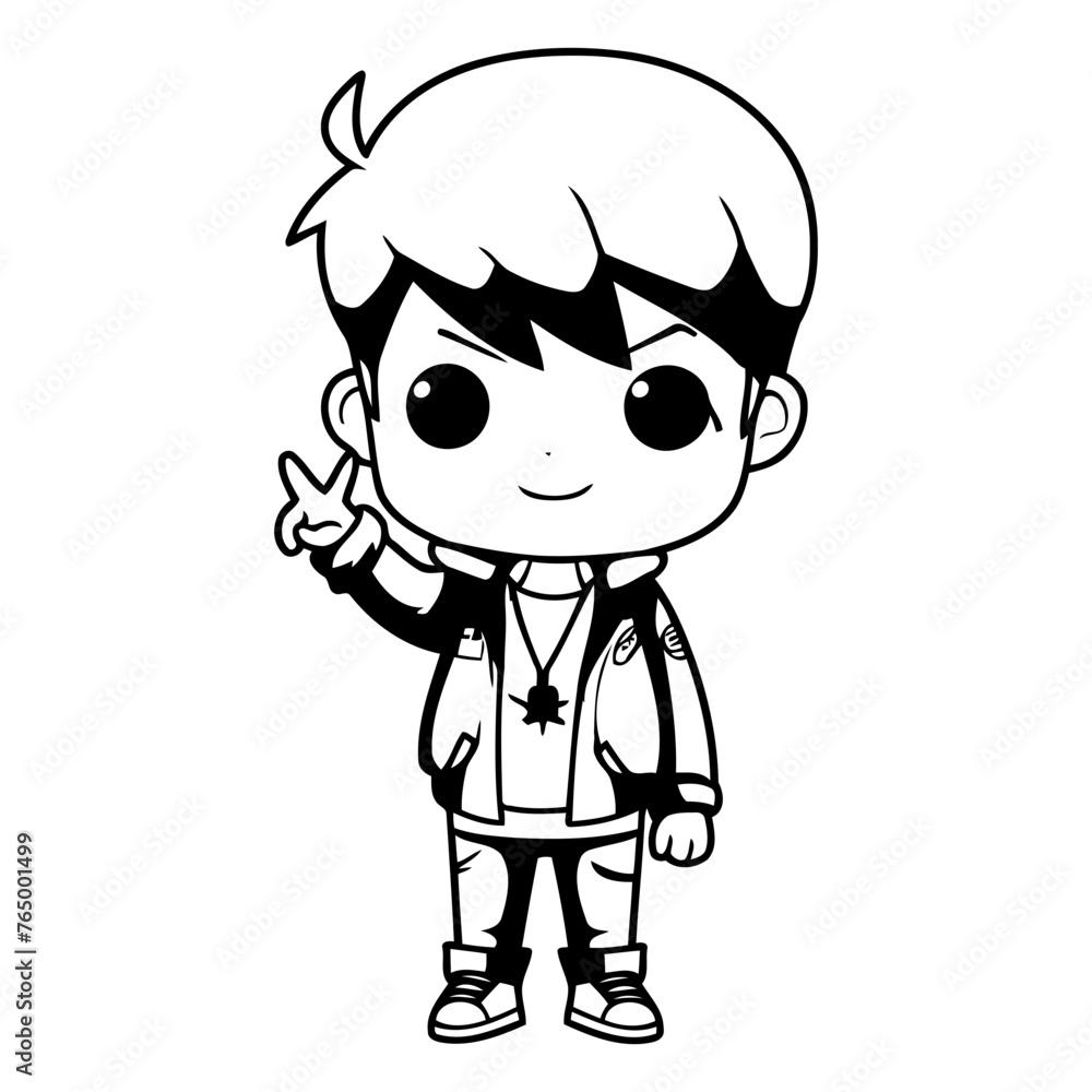 Cute little boy cartoon in casual clothes design.