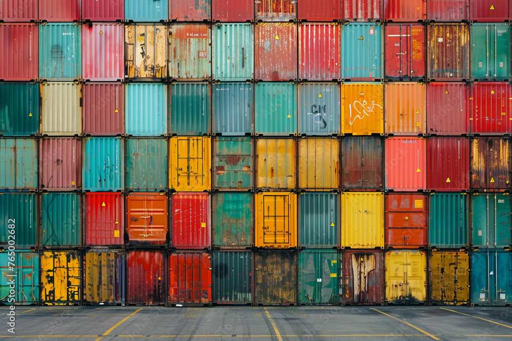 A wall of shipping containers. Stacked high. The containers began to ...