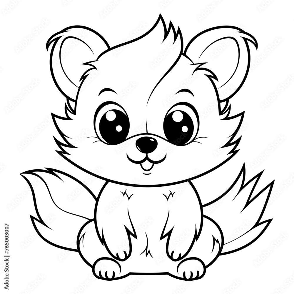 Black and White Cute Squirrel Cartoon Mascot Character Illustration