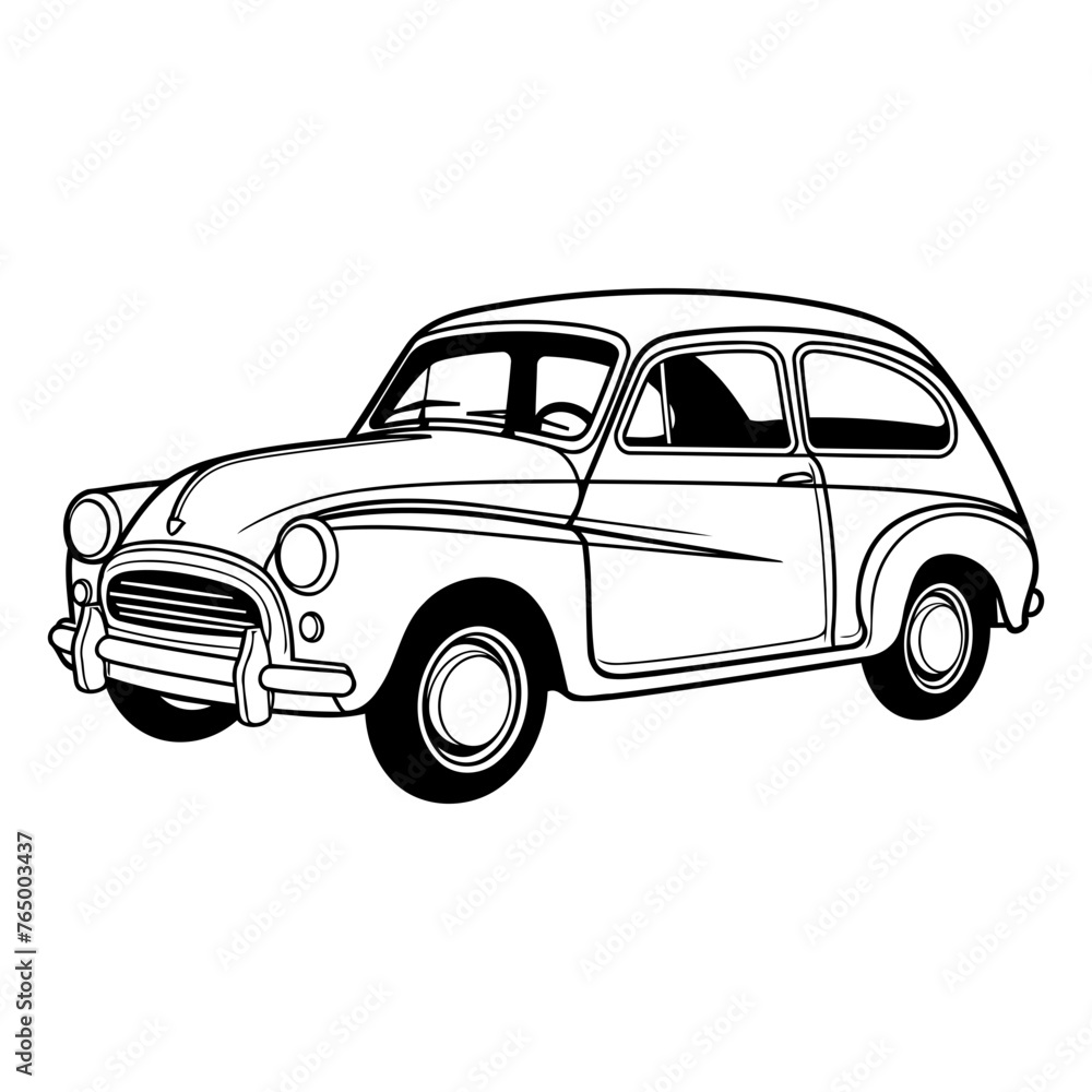 Retro car cartoon isolated on white background vector illustration graphic design.
