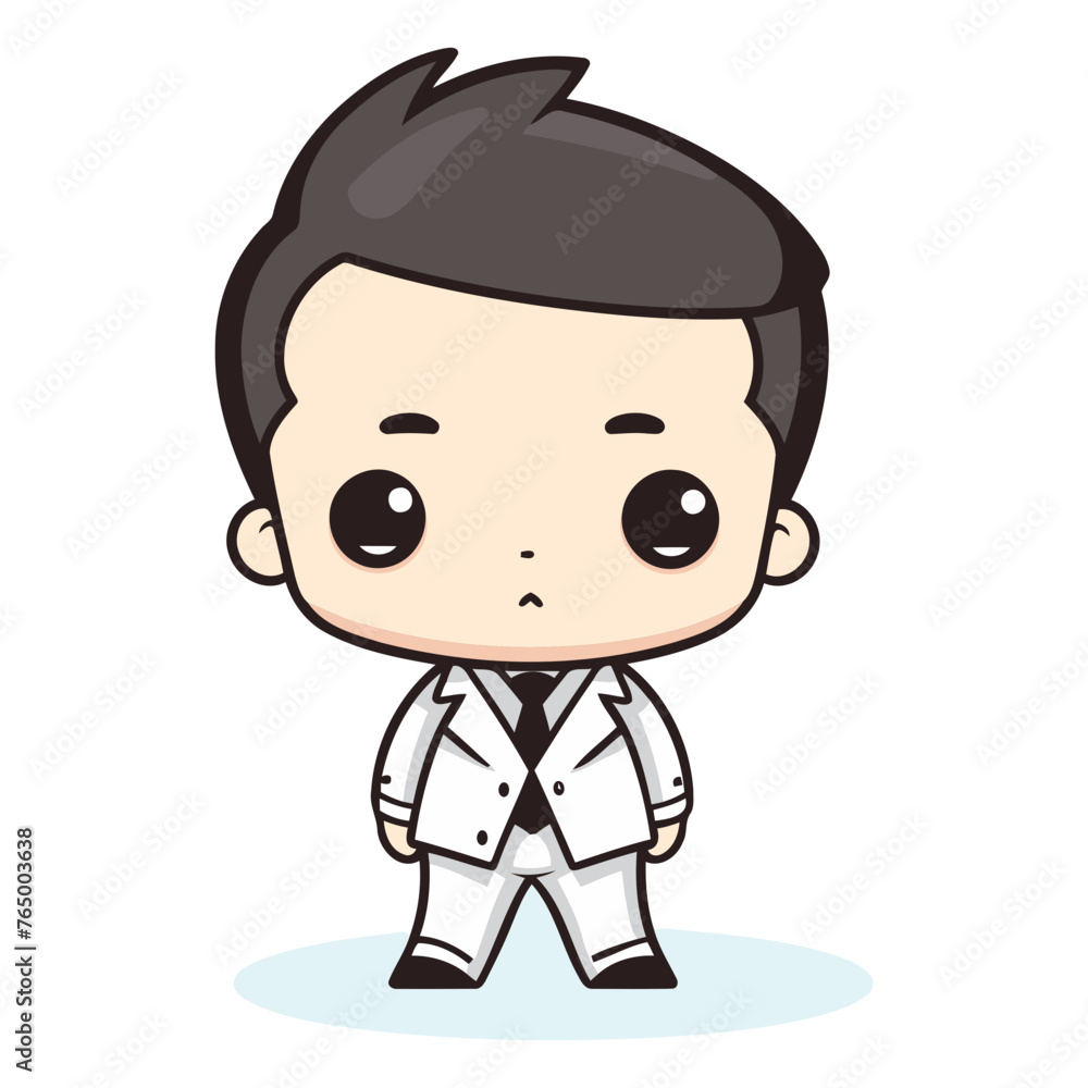 Cute Boy Wearing Suit - Cute Cartoon Vector Illustration