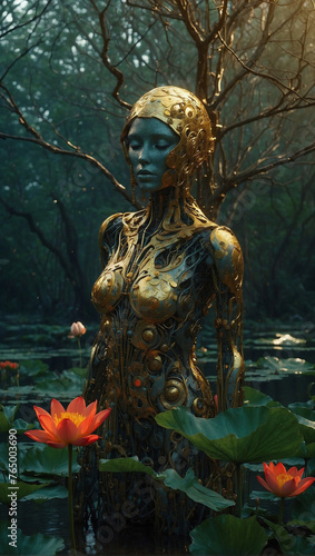 Golden Guardians: Exploring the Realm of Futuristic Humanoid Robots and Synthetically Advanced Androids © Melkoud