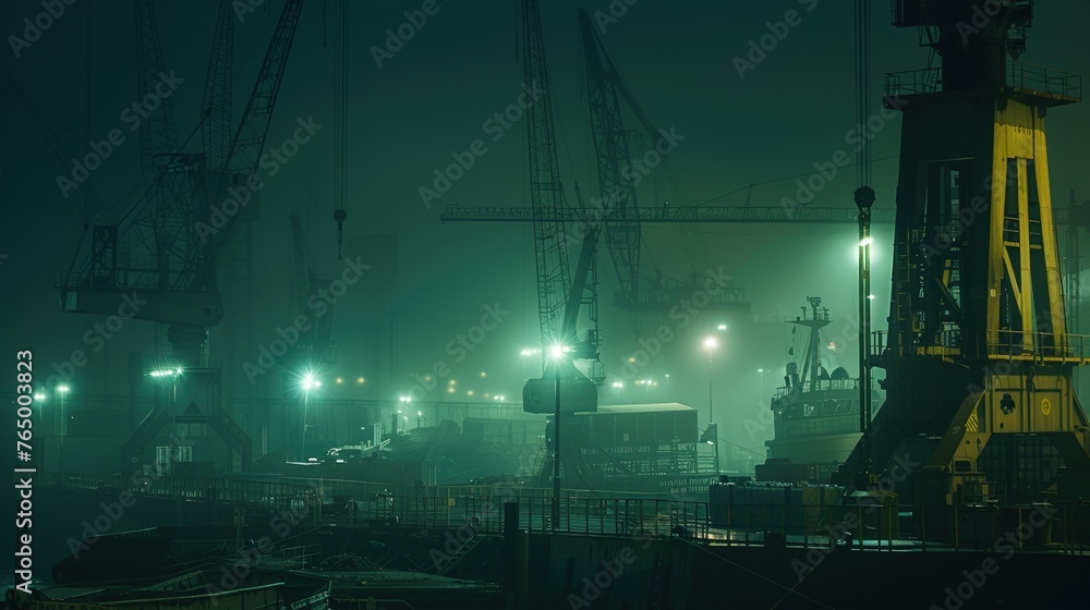 A gritty urban shipyard