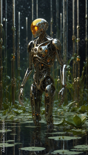 Golden Guardians: Exploring the Realm of Futuristic Humanoid Robots and Synthetically Advanced Androids photo