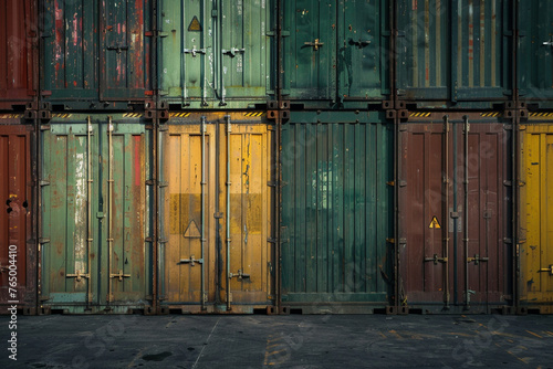 A wall of shipping containers. Stacked high. The containers began to rust and deteriorate.