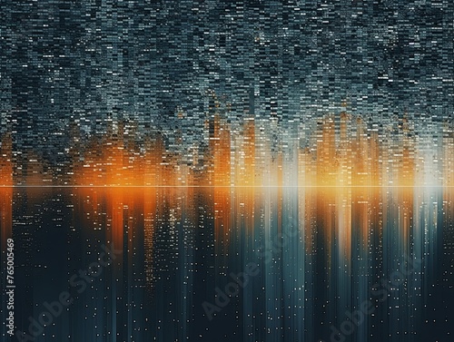 Gray and orange abstract reflection dj background, in the style of pointillist seascapes © Lenhard