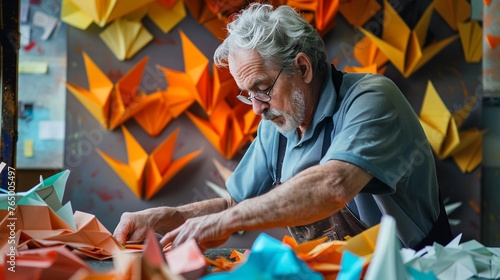 Origami artist at work