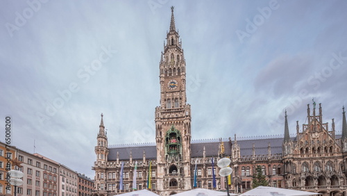 Marienplazt Old Town Square with the New Town Hall timelapse hyperlapse. Bavaria  Germany