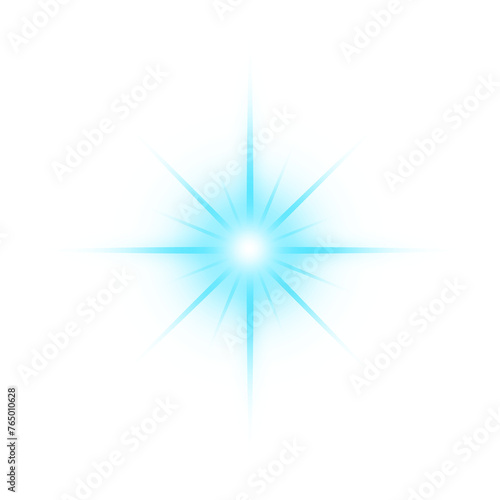 Neon Blue Starburst Star PNG, Blue Sparkle on transparent background