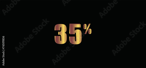 35 percent on black background, 3D gold isolated vector image